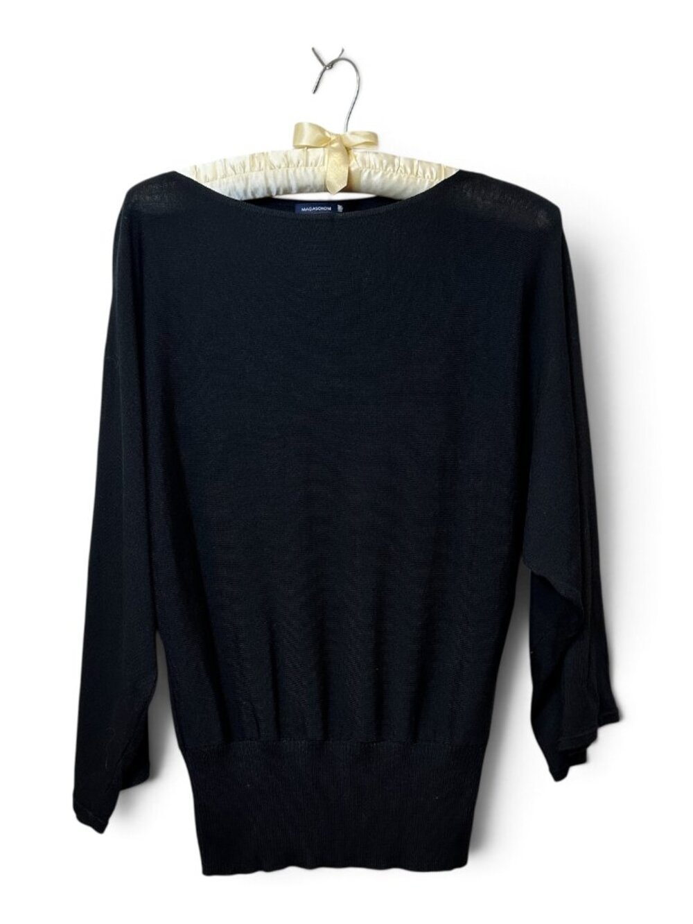 Magaschoni Batwing Sleeve Sweater Black Women's Medium Sheer Goth Whimsigoth
